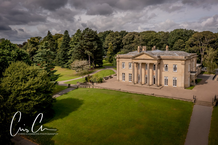 Aerial view of the mansion leeds wedding venue
