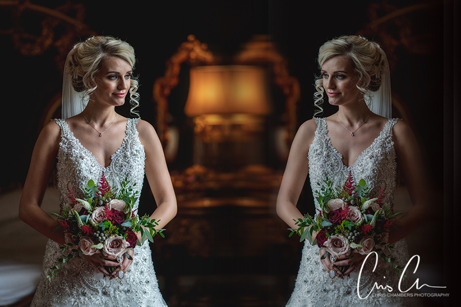 Bridal portrait wedding photograph. Yorkshire wedding photographer at Allerton Castle