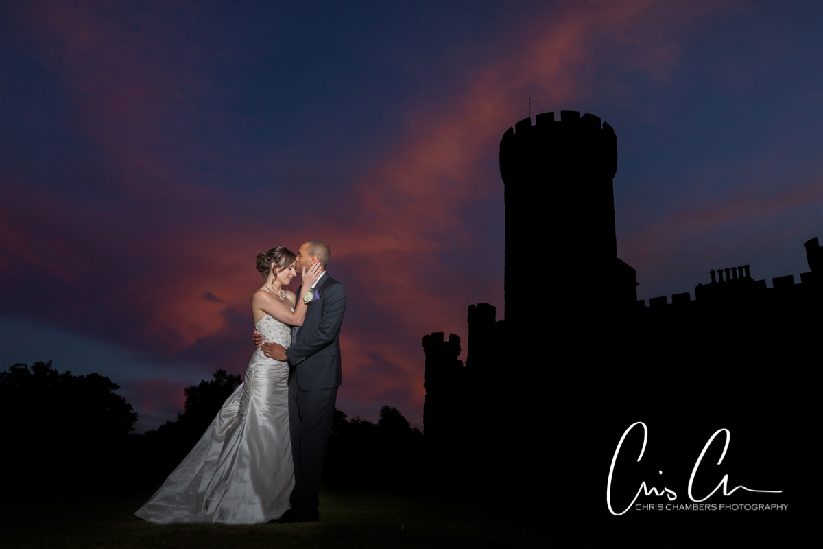 Bride and Groom at sunset - Swinton Park Wedding Photograph