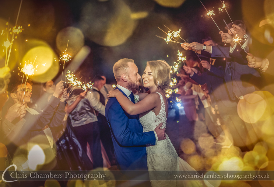 Sparkler wedding photography, Night time wedding photography of the bride and groom, Full day wedding coverage photography, Yorkshire photographer
