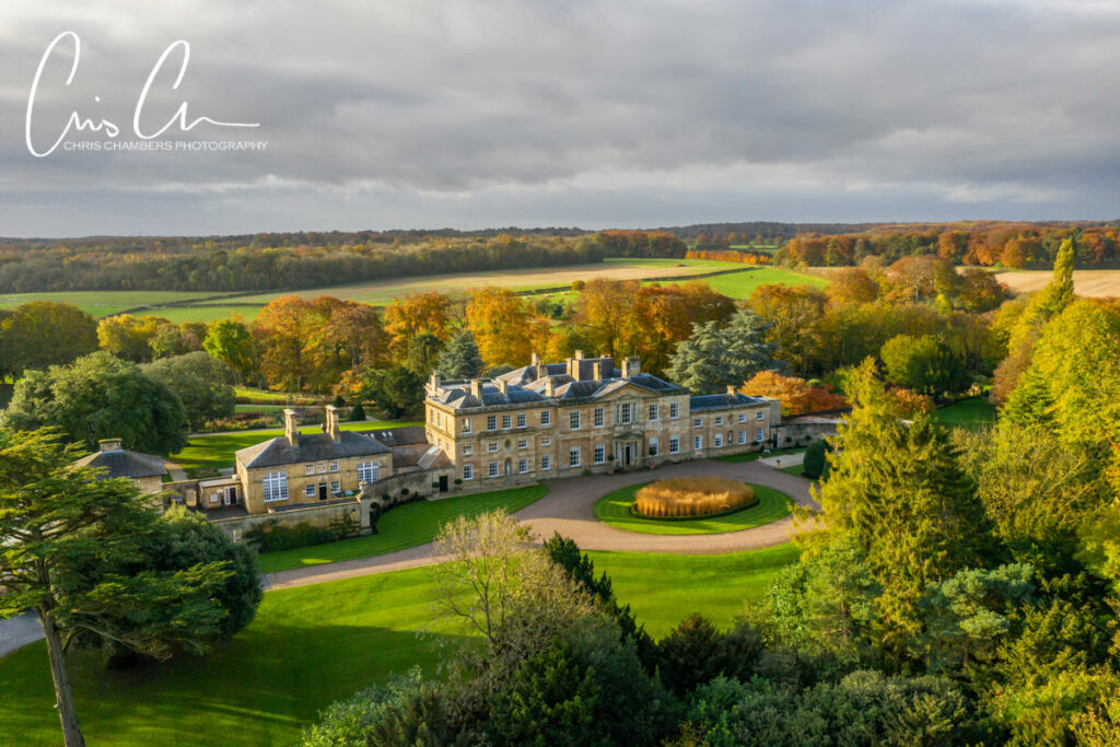 Bowcliffe Hall Aerial photograph West Yorkshire wedding venue - Chris Chambers Photography