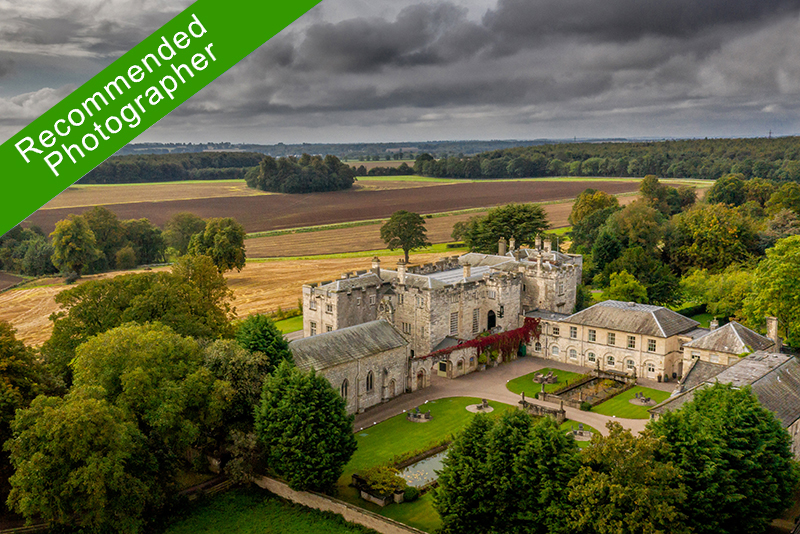 Hazlewood Castte wedding venue aerial view