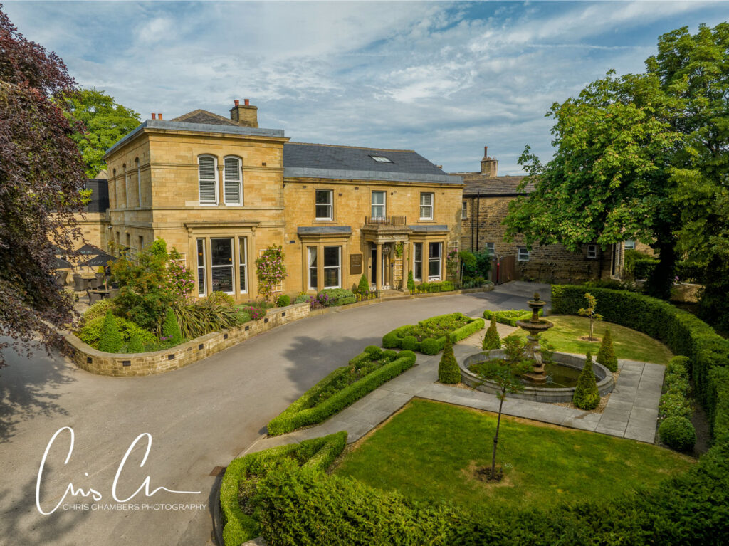 Aerial view of the Manor House Lindley. West Yorkshire