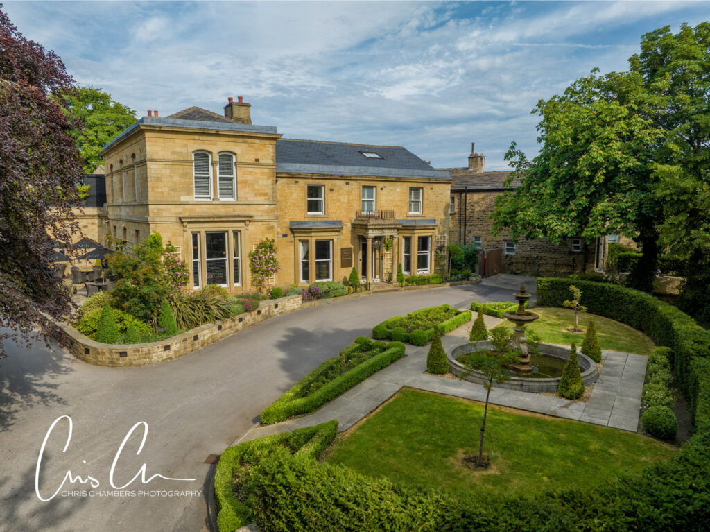 Aerial view of the Manor House Lindley Wedding venue in West Yorkshire