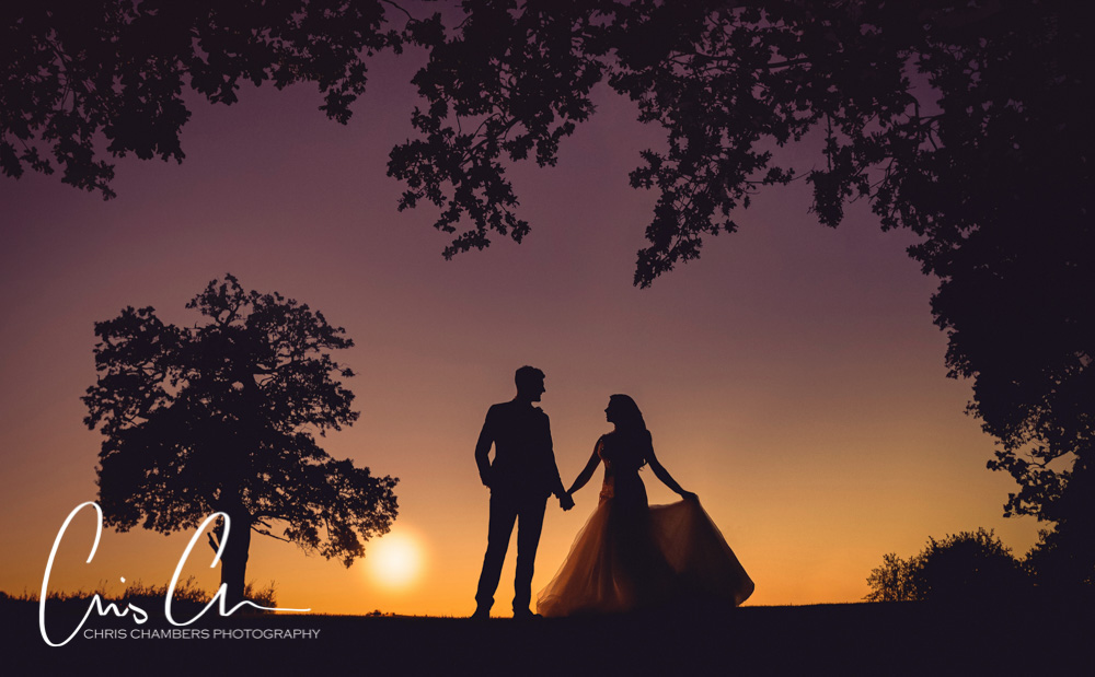 Merrydale Manor wedding photograph of a bride and groom at sunset
