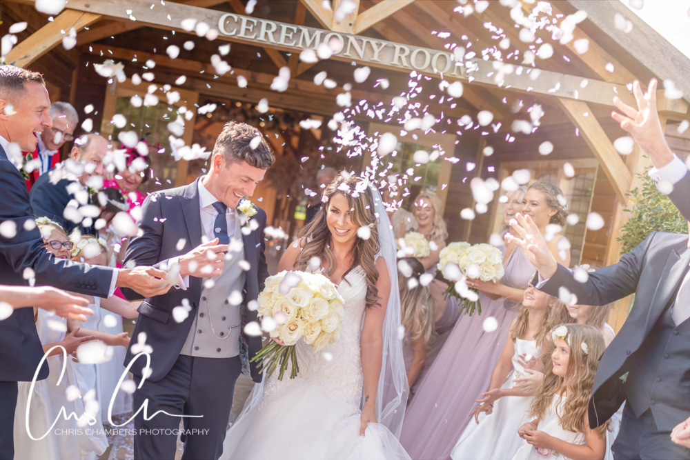 Confetti photograph of a Merrydale manor wedding day