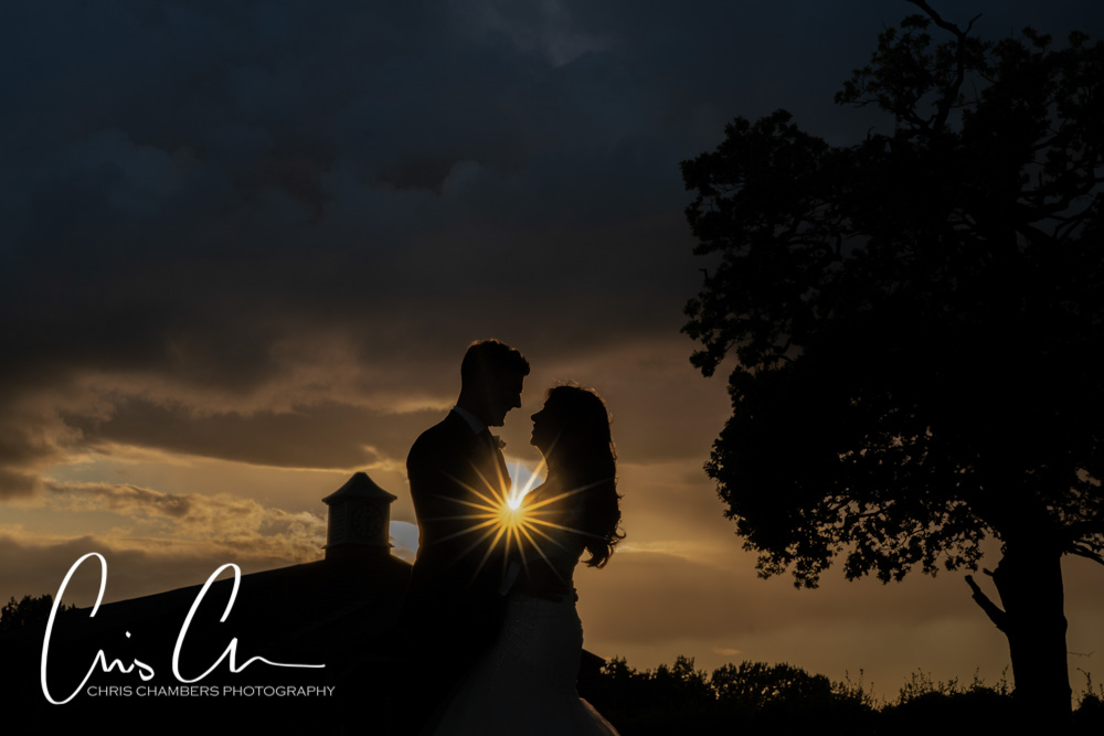 Merrydale Manor wedding photograph of a bride and groom at sunset