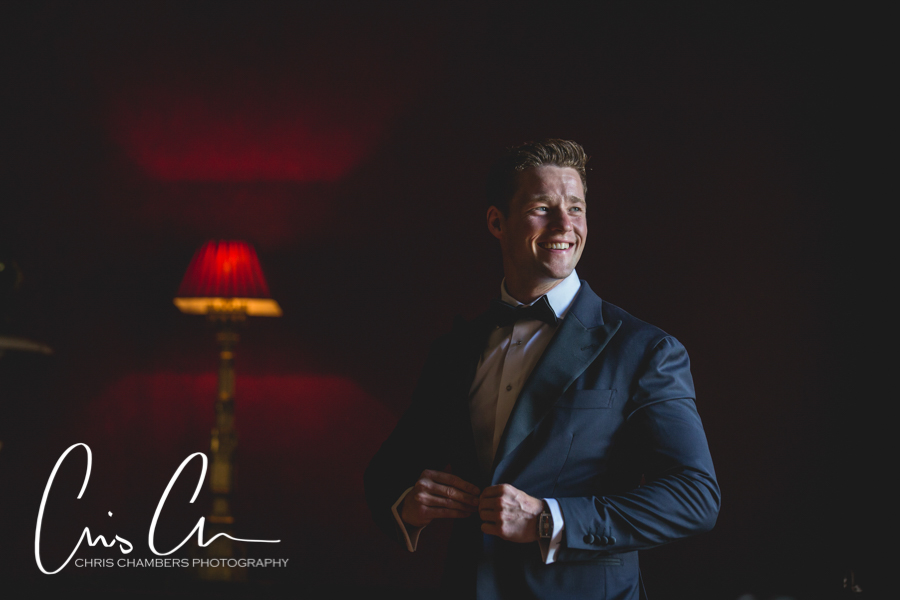 Groom preparations in the Billiard Room at Allerton Castle North Yorkshire. 
