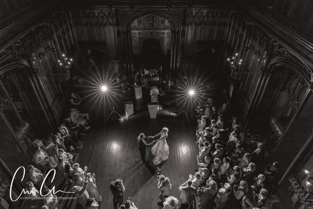 First dance in the Great Hall at Allerton castle. Amazing Yorkshire wedding venue. 