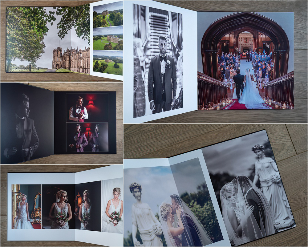 Allerton Castle wedding photographs. Graphistudio storybook wedding album from Italy.
