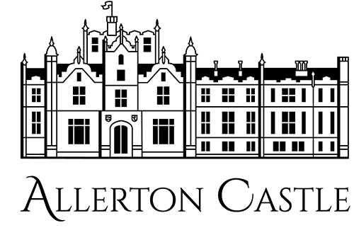 Line drawing of Allerton Castle façade.