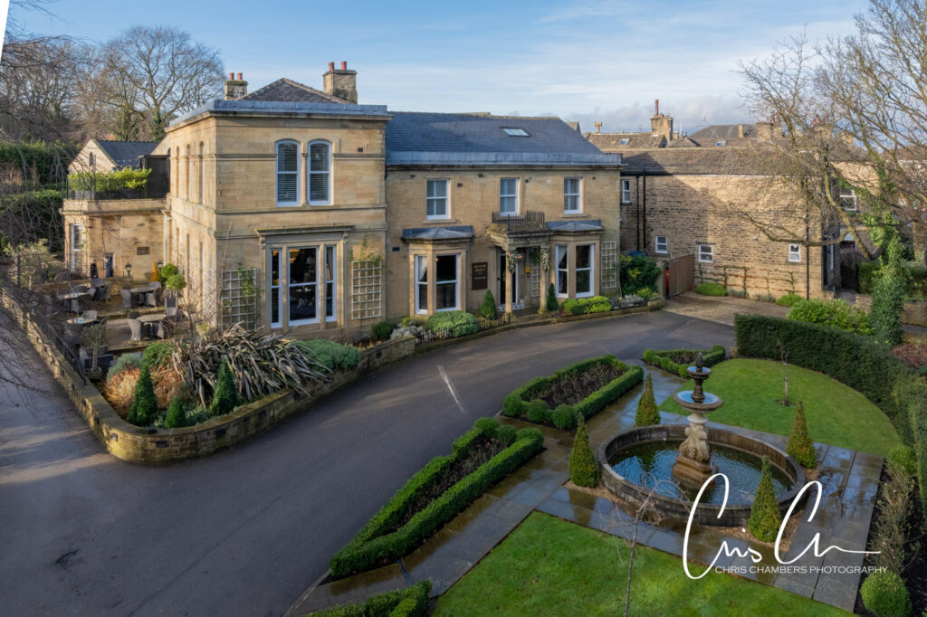 Manor House Lindley aerial view of the wedding venue near Huddersfield
