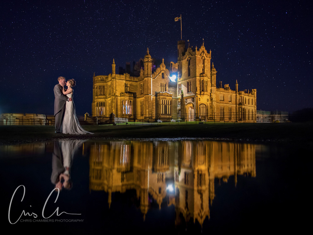 Allerton Castle after the rain - reflections in puddles at Allerton Castle