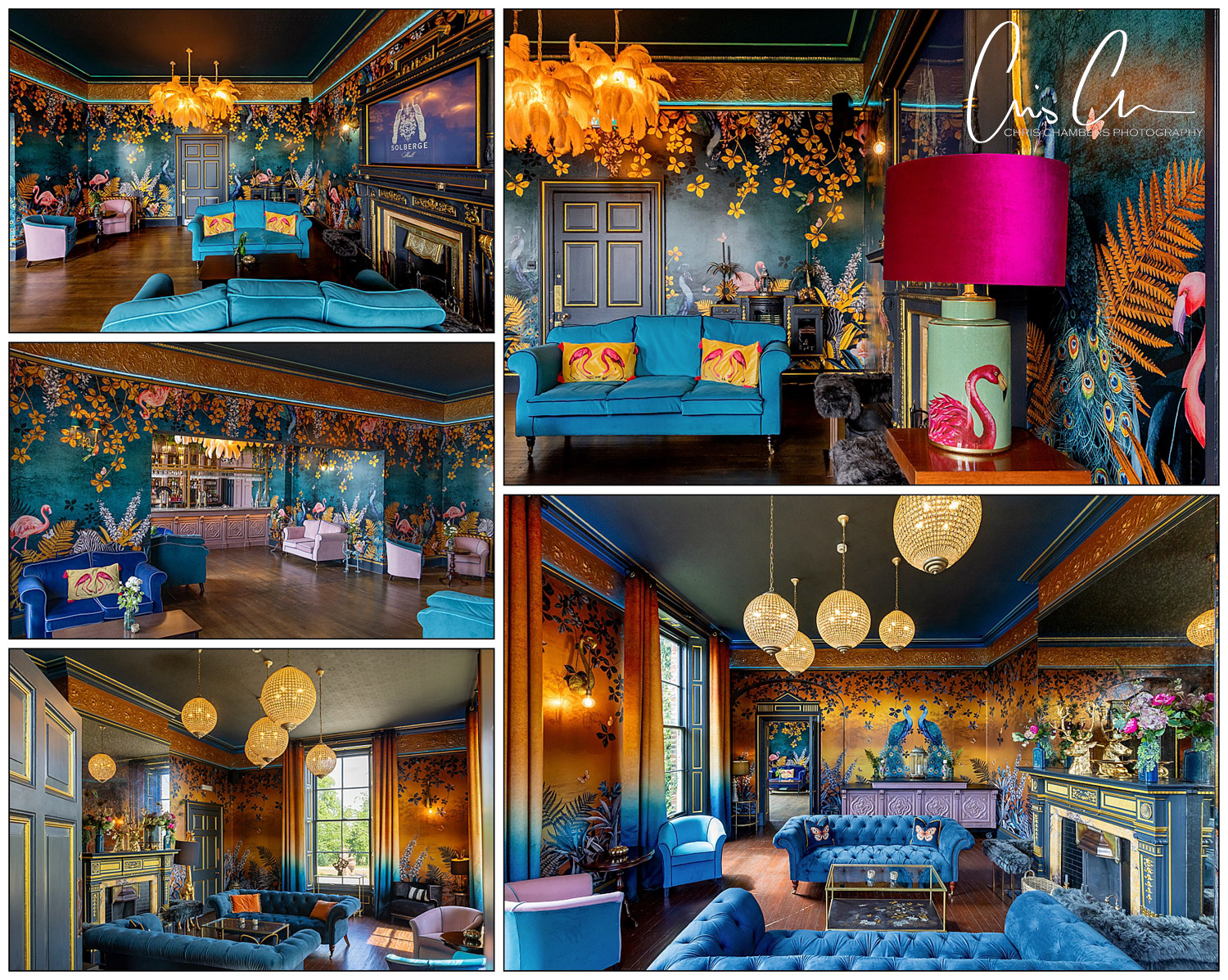 Solberge Hall wedding photography. Interior wedding venue styling