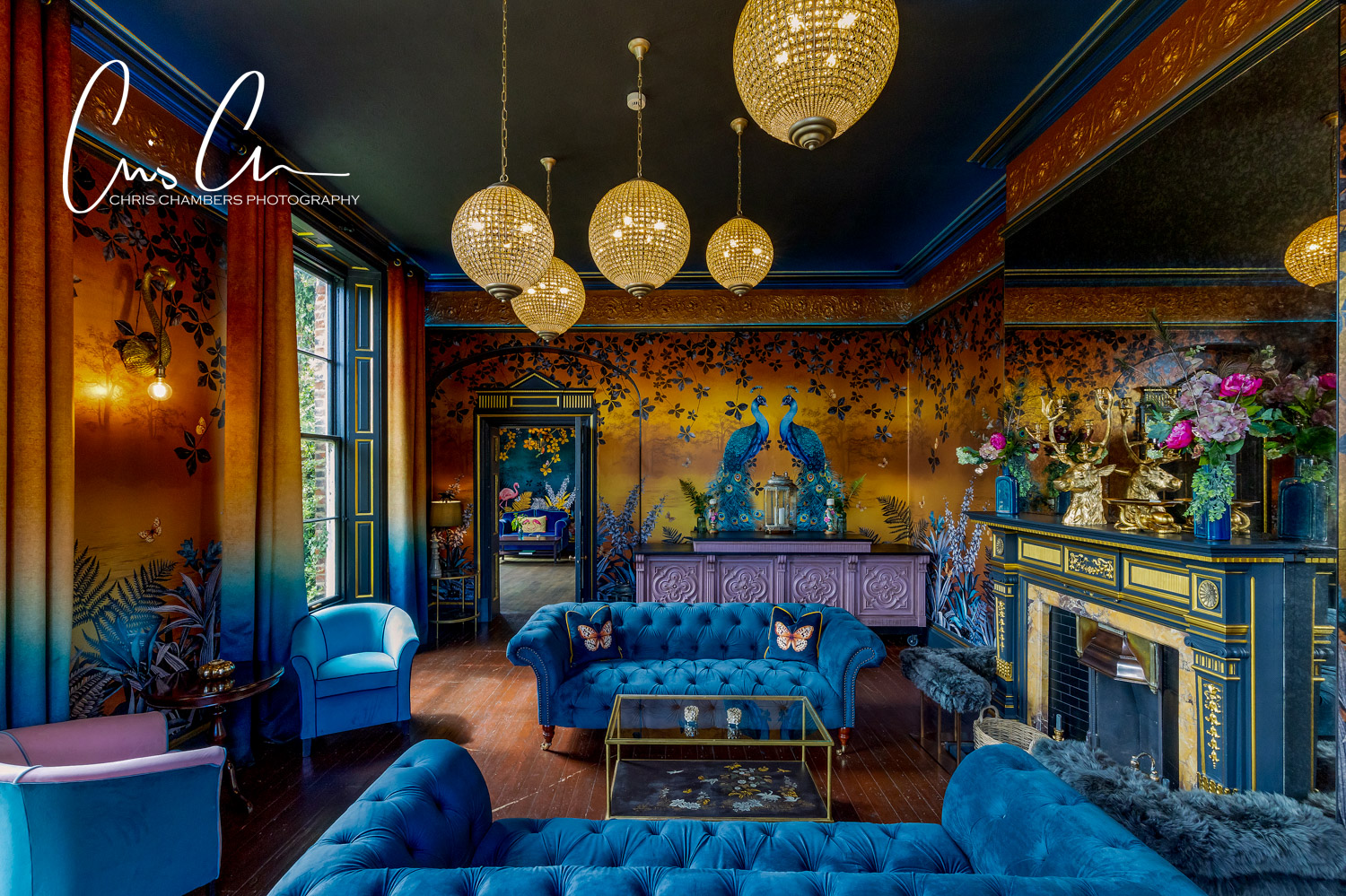 Solberge Hall wedding venue, interior decoration and styling. Chris Chambers Wedding photographer