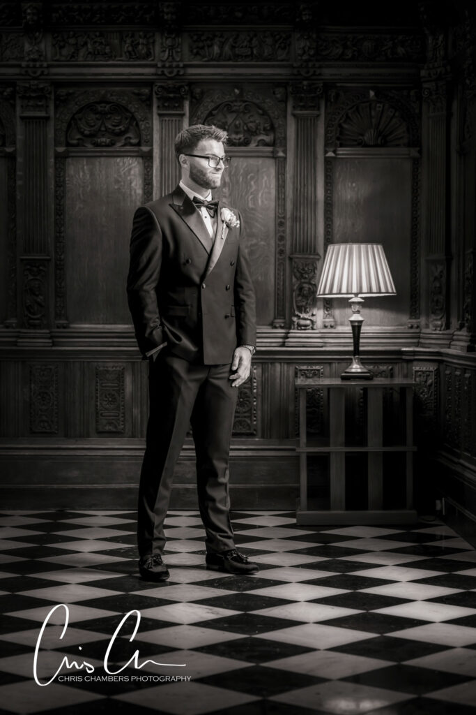 groom getting ready at Hazlewood Castle - Hazlewood Castle wedding photography