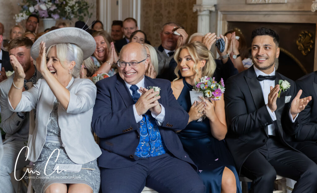 Wedding ceremony in the old Dining room at Hazlewood castle.