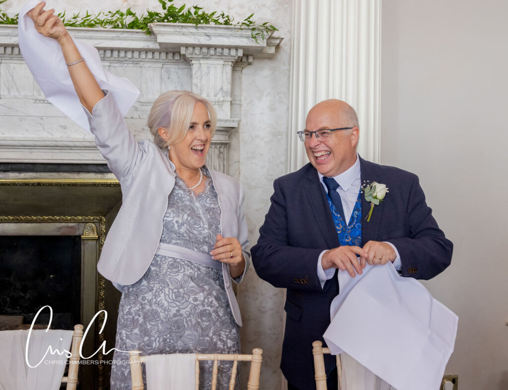 wedding breakfast and singing waiters at Hazlewood Castle
