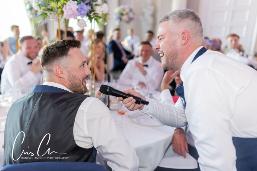 wedding breakfast and singing waiters at Hazlewood Castle