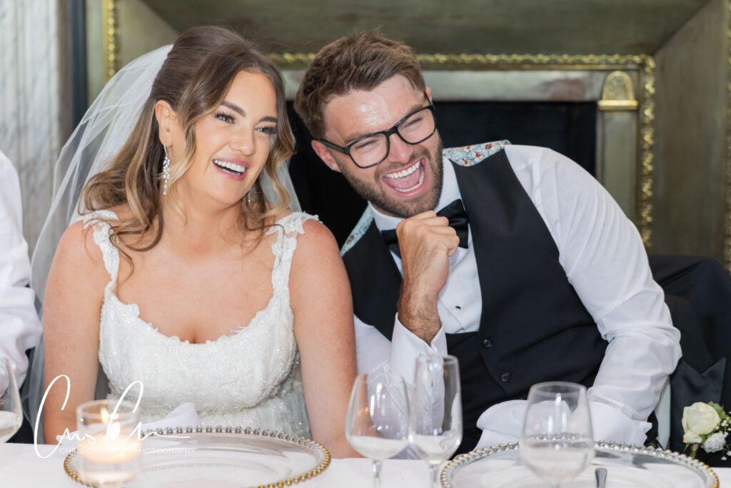 wedding breakfast and singing waiters at Hazlewood Castle