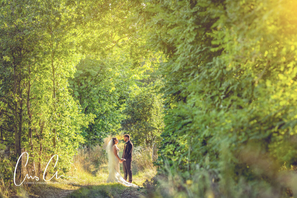 Bride and groom at hazlewood Castle on their wedding day