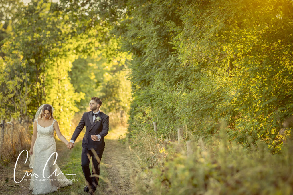Bride and groom at hazlewood Castle on their wedding day