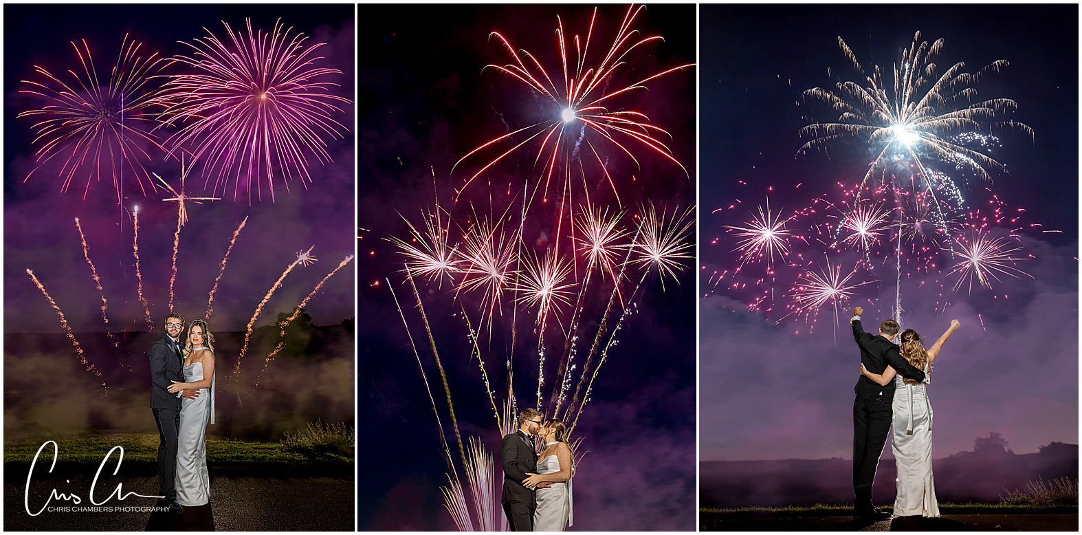 wedding fireworks at Hazlewood Castle