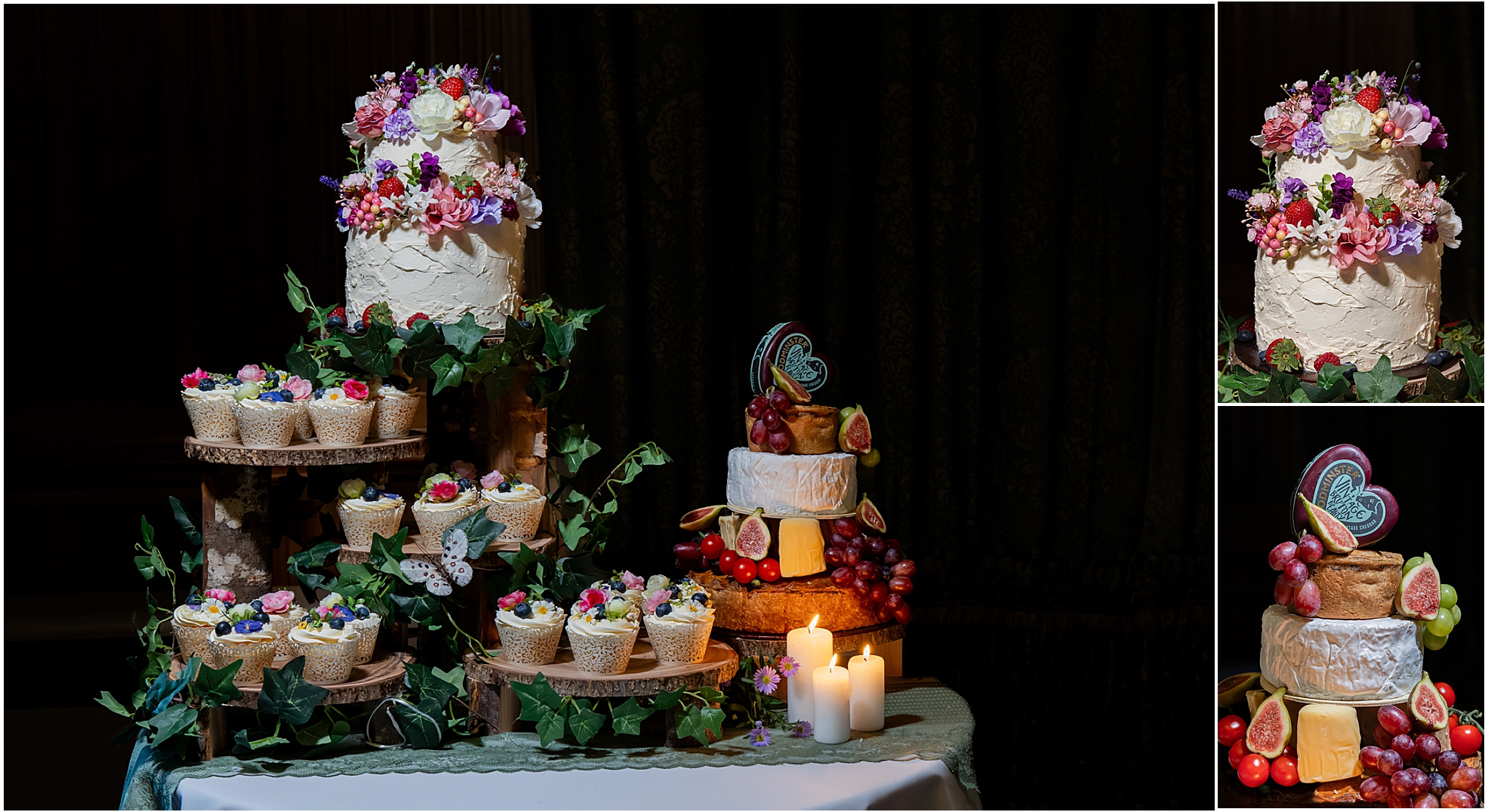 wedding cakes at Carlton Towers East Yorkshire. Wedding photography from Chris Chambers, award winning Yorkshire wedding photographer